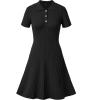 imageArachampampCloz Womens Summer Polo Dresses 2025 Short Sleeve Cable Knitted Fashion Business Work Casual A Line DressBlack