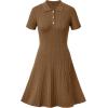 imageArachampampCloz Womens Summer Polo Dresses 2025 Short Sleeve Cable Knitted Fashion Business Work Casual A Line DressBrown