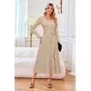 imageArachampampCloz Womens Wool Blend Tie Waist Pleated Fall Sweater Dress 2025Apricot