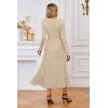 imageArachampampCloz Womens Wool Blend Tie Waist Pleated Fall Sweater Dress 2025Apricot