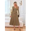 imageArachampampCloz Womens Wool Blend Tie Waist Pleated Fall Sweater Dress 2025Camel