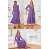 imageArachampampCloz Womens Wool Blend Tie Waist Pleated Fall Sweater Dress 2025Coral Purple