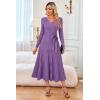 imageArachampampCloz Womens Wool Blend Tie Waist Pleated Fall Sweater Dress 2025Coral Purple