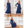 imageArachampampCloz Womens Wool Blend Tie Waist Pleated Fall Sweater Dress 2025Navy