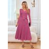 imageArachampampCloz Womens Wool Blend Tie Waist Pleated Fall Sweater Dress 2025Rose Pink