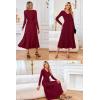 imageArachampampCloz Womens Wool Blend Tie Waist Pleated Fall Sweater Dress 2025Wine Red