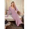 imageArachampampCloz 2025 Spring Womens V Neck Long Sleeve Fishtail Sweater Dress Ribbed Knit Slim Fit Bodycon Midi DressPink