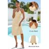 imageArachampampCloz Womens Knit Adjustable Halter V Neck Summer Vacation Dress 2025Beige
