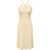 imageArachampampCloz Womens Knit Adjustable Halter V Neck Summer Vacation Dress 2025Beige