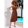 imageArachampampCloz Womens Knit Adjustable Halter V Neck Summer Vacation Dress 2025Brown