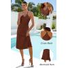 imageArachampampCloz Womens Knit Adjustable Halter V Neck Summer Vacation Dress 2025Brown