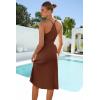 imageArachampampCloz Womens Knit Adjustable Halter V Neck Summer Vacation Dress 2025Brown