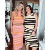imageArachampampCloz Womens Non See Through 2 Piece Sets Summer Tank Top and Midi Skirt Knit OutfitsApricotblack