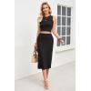 imageArachampampCloz Womens Non See Through 2 Piece Sets Summer Tank Top and Midi Skirt Knit OutfitsBlack