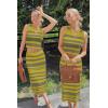 imageArachampampCloz Womens Non See Through 2 Piece Sets Summer Tank Top and Midi Skirt Knit OutfitsDark Yellowgreen