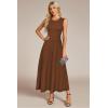 imageArachampampCloz Womens Summer Maxi Dress 2025 Crew Neck Sleeveless Knitted Church Work Business Casual Outfits Long DressesLight Brown