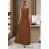 imageArachampampCloz Womens Summer Maxi Dress 2025 Crew Neck Sleeveless Knitted Church Work Business Casual Outfits Long DressesLight Brown