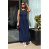 imageArachampampCloz Womens Summer Maxi Dress 2025 Crew Neck Sleeveless Knitted Church Work Business Casual Outfits Long DressesNavy