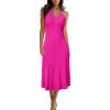 imageArachampampCloz Womens Knit Adjustable Halter V Neck Summer Vacation Dress 2025Magenta