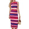 imageArachampampCloz Womens Non See Through 2 Piece Sets Summer Tank Top and Midi Skirt Knit OutfitsDark Rednavy