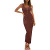 imageArachampampCloz Womens Spring Summer Sleeveless Midi Dress 2025 Bodycon Knit Long Sundress Sun Beach Vacation Resort WearDark Brown