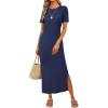 imageArachampampCloz Womens Wool Blend Lightweight Summer Casual T Shirts Maxi Dress 2025Navy