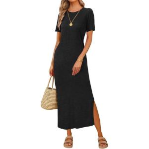 imageArachampampCloz Womens Wool Blend Lightweight Summer Casual T Shirts Maxi Dress 2025Black