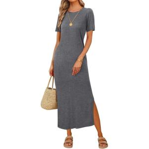 imageArachampampCloz Womens Wool Blend Lightweight Summer Casual T Shirts Maxi Dress 2025Dark Grey
