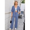 imageArachampampCloz Womens 2 Piece Sets Spring Summer Outfits 2024 Short Sleeve Cardigan Sweaters Wide Leg Pants Lounge TracksuitsBlue
