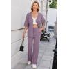 imageArachampampCloz Womens 2 Piece Sets Spring Summer Outfits 2024 Short Sleeve Cardigan Sweaters Wide Leg Pants Lounge TracksuitsGrey Purple