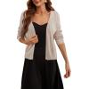 imageArachampampCloz Womens 2024 Lightweight Summer Cardigan 34 Sleeve Crochet Patterns Knit Shrug Sweater TopsApricot