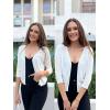 imageArachampampCloz Womens 2024 Lightweight Summer Cardigan 34 Sleeve Crochet Patterns Knit Shrug Sweater TopsBeige White