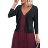 imageArachampampCloz Womens 2024 Lightweight Summer Cardigan 34 Sleeve Crochet Patterns Knit Shrug Sweater TopsBlack