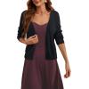 imageArachampampCloz Womens 2024 Lightweight Summer Cardigan 34 Sleeve Crochet Patterns Knit Shrug Sweater TopsBlack