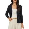 imageArachampampCloz Womens 2024 Lightweight Summer Cardigan 34 Sleeve Crochet Patterns Knit Shrug Sweater TopsBlack