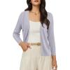 imageArachampampCloz Womens 2024 Lightweight Summer Cardigan 34 Sleeve Crochet Patterns Knit Shrug Sweater TopsGrey