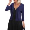 imageArachampampCloz Womens 2024 Lightweight Summer Cardigan 34 Sleeve Crochet Patterns Knit Shrug Sweater TopsNavy