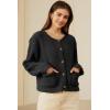 imageArachampampCloz Womens Open Front Cardigan Sweaters Fall Fashion Button Down Knit Chunky Outwear Coats with PocketsBlack