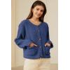 imageArachampampCloz Womens Open Front Cardigan Sweaters Fall Fashion Button Down Knit Chunky Outwear Coats with PocketsDark Blue