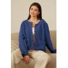 imageArachampampCloz Womens Open Front Cardigan Sweaters Fall Fashion Button Down Knit Chunky Outwear Coats with PocketsDark Blue
