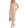 imageArachampampCloz Summer Skirt Sets Women 2 Piece Knit Outfits Short Sleeve Polo Shirts 2025 Fashion Midi Skirt Matching SetsApricot
