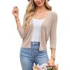 imageArachampampCloz Womens 2024 Lightweight Summer Cardigan 34 Sleeve Crochet Patterns Knit Shrug Sweater TopsApricot