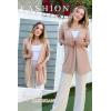 imageArachampampCloz Womens 2025 Summer 34 Short Sleeve Open Front Lightweight Outfit Cardigan Casual Kimono Beach SweaterApricot