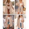imageArachampampCloz Womens 2025 Summer 34 Short Sleeve Open Front Lightweight Outfit Cardigan Casual Kimono Beach SweaterApricot