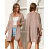 imageArachampampCloz Womens 2025 Summer 34 Short Sleeve Open Front Lightweight Outfit Cardigan Casual Kimono Beach SweaterApricot