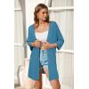 imageArachampampCloz Womens 2025 Summer 34 Short Sleeve Open Front Lightweight Outfit Cardigan Casual Kimono Beach SweaterDark Blue