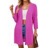 imageArachampampCloz Womens 2025 Summer 34 Short Sleeve Open Front Lightweight Outfit Cardigan Casual Kimono Beach SweaterHot Pink
