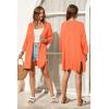 imageArachampampCloz Womens 2025 Summer 34 Short Sleeve Open Front Lightweight Outfit Cardigan Casual Kimono Beach SweaterOrange