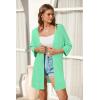 imageArachampampCloz Womens 2025 Summer 34 Short Sleeve Open Front Lightweight Outfit Cardigan Casual Kimono Beach SweaterPea Green