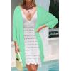 imageArachampampCloz Womens 2025 Summer 34 Short Sleeve Open Front Lightweight Outfit Cardigan Casual Kimono Beach SweaterPea Green